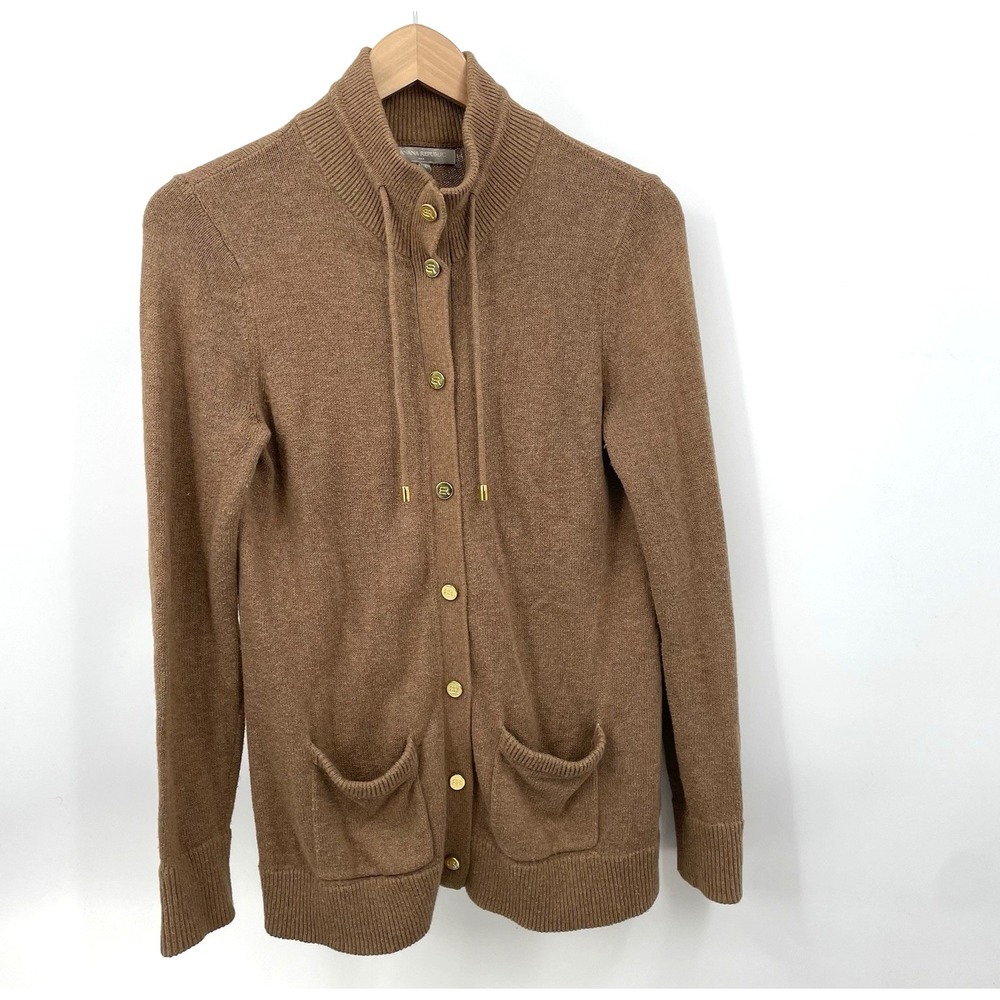 Banana Republic Cardigan Sweater Small Angora Blend Gold Buttons Pockets
